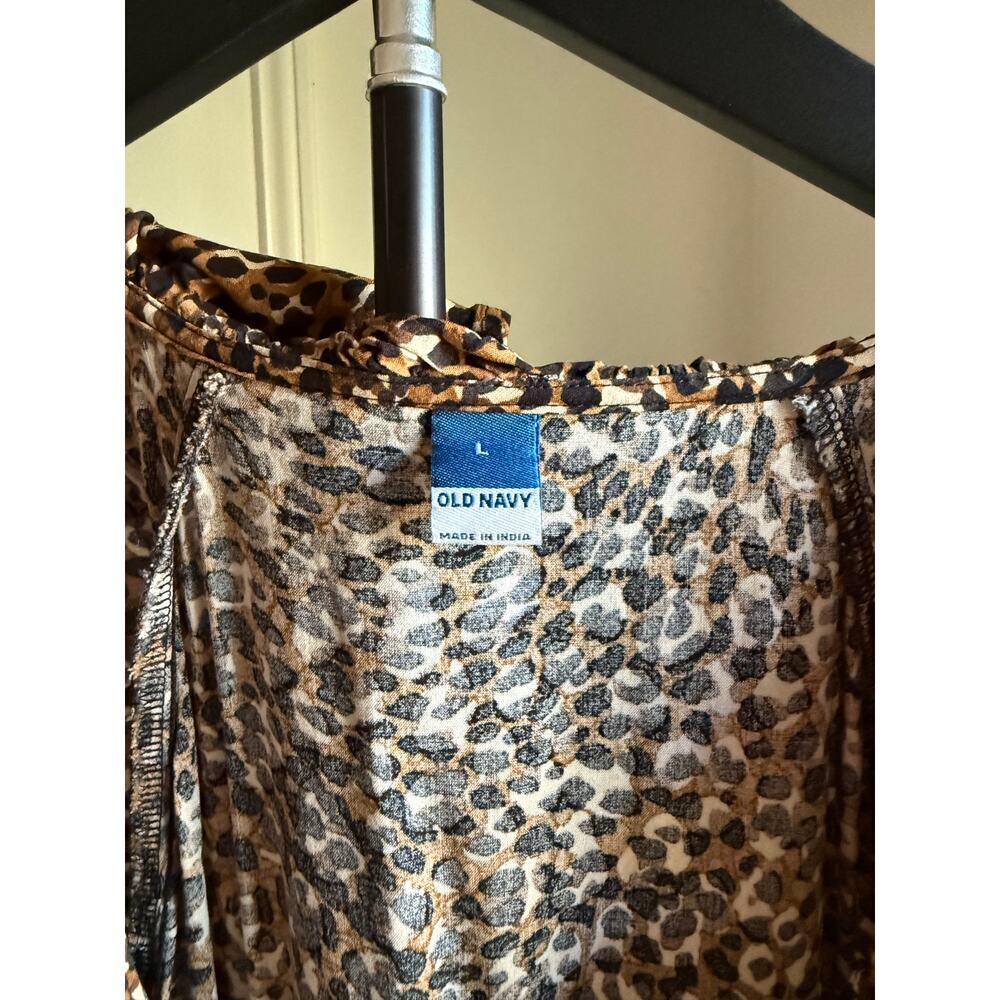 Old Navy Leopard Print Ruffle Mini Dress Size Large - Picture 2 of 3